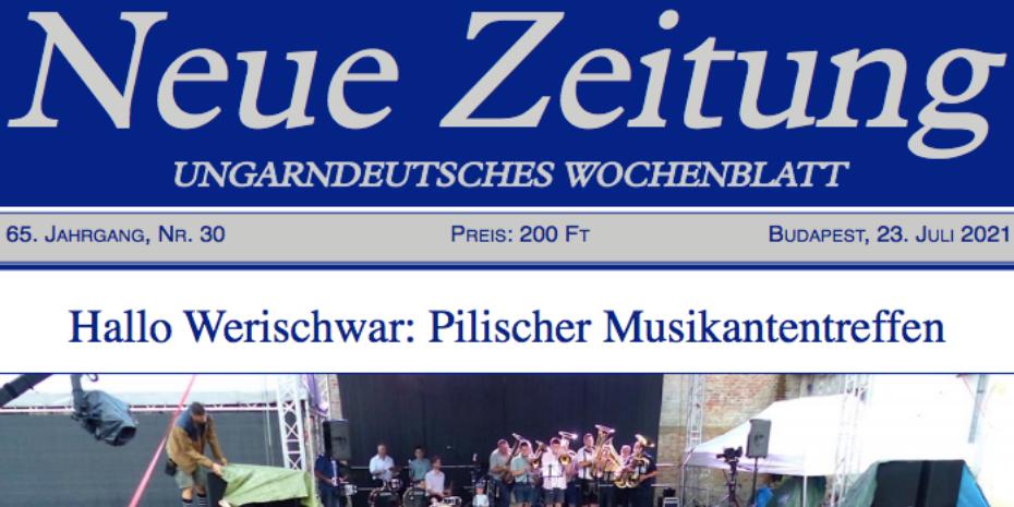Hallo Werischwar! a Neue Zeitung Ungarndeutsches Wochenblatt címlapján
