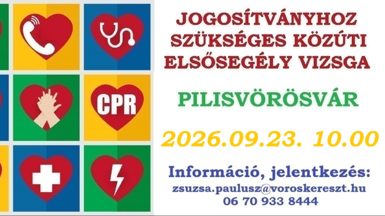 Jogosítványhoz szükséges közúti elsősegély vizsgát tartanak jövő héten szerdán Vörösváron