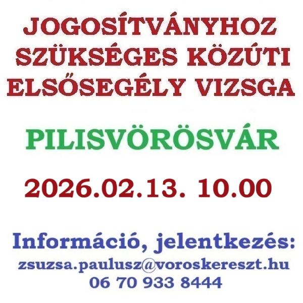Jogosítványhoz szükséges közúti elsősegély vizsgát tartanak Pilisvörösváron