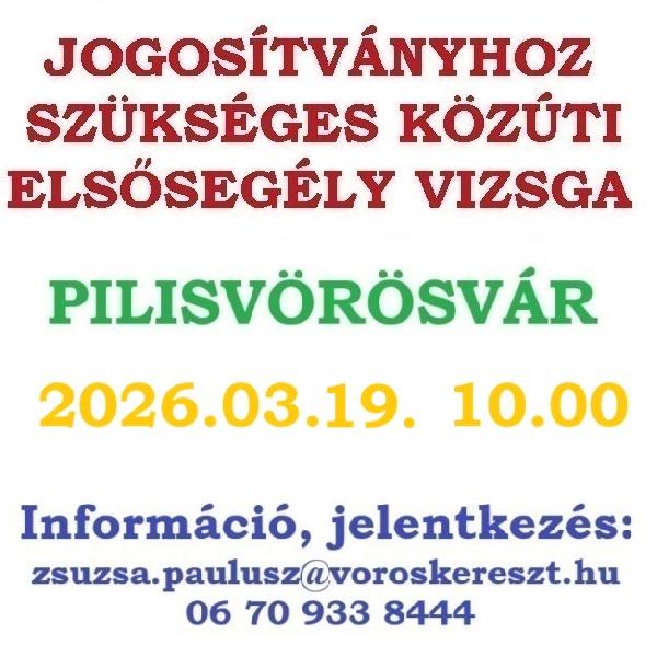 Jogosítványhoz szükséges közúti elsősegély vizsgát tartanak Pilisvörösváron