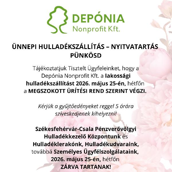 Pünkösdi hulladékszállítás Pilisvörösváron