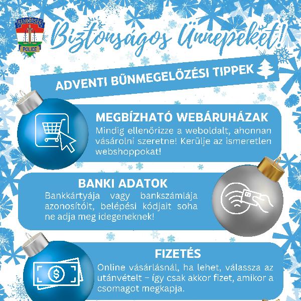 Adventi bűnmegelőzési tanácsok – a Pest vármegyei rendőrség felhívása