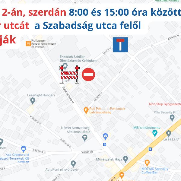 Útzár a Major utca elején, áramszünet a környéken – július 2-án, szerdán