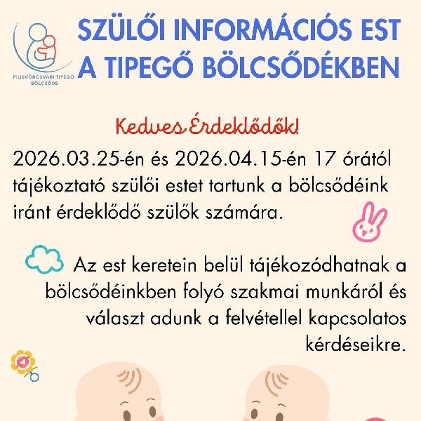 Szülői információs est a Tipegő Bölcsődében